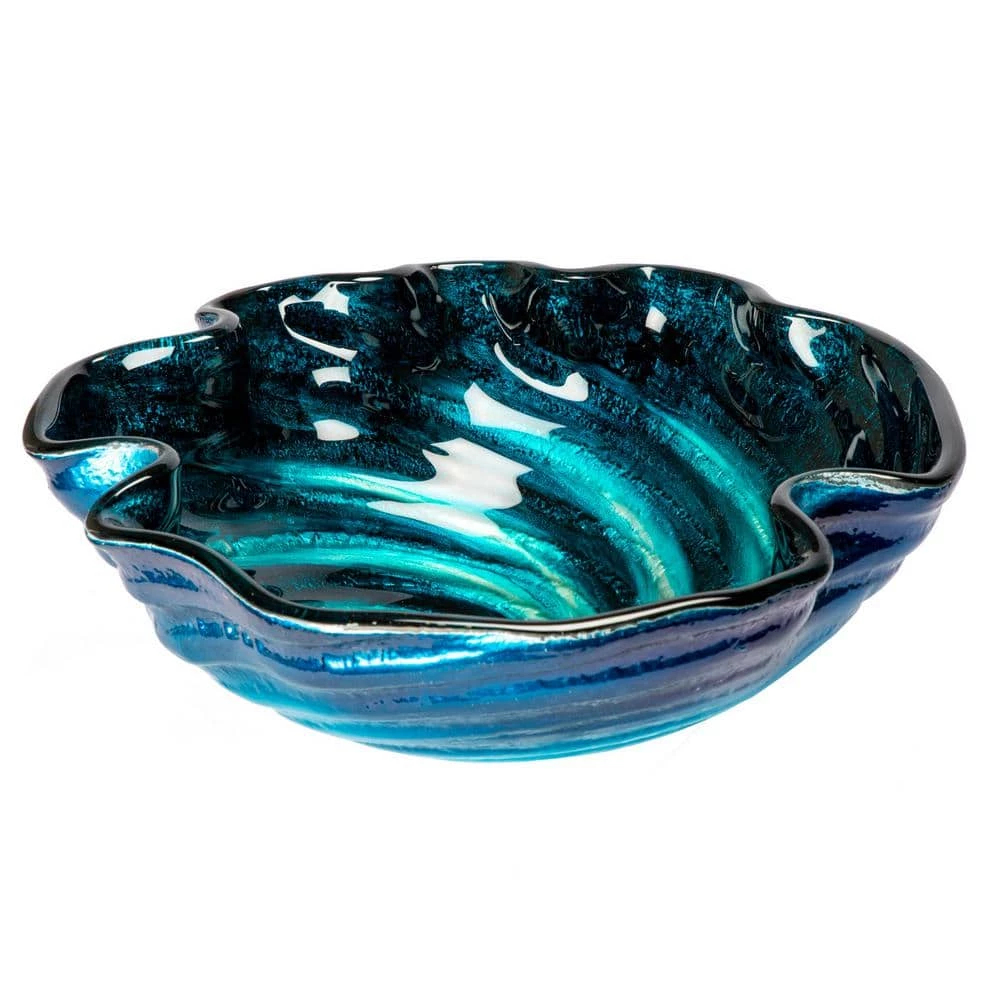 Eden Bath Caribbean Wave Glass Vessel Sink in Blue 3 Eden Bath Caribbean Wave Glass Vessel Sink in Blue