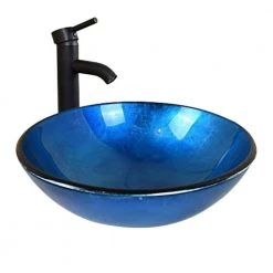 Taholi 5.5 in. Sink Basin in Blue Glass