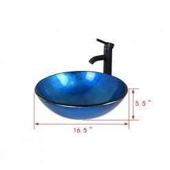 Taholi 5.5 in. Sink Basin in Blue Glass -Bathroom Sinks Sales blue taholi console sinks ry nk usbr1003 fa 1000