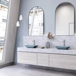 VIGO Matte Shell Sottile Glass Rectangular Vessel Bathroom Sink in Blue -Bathroom Sinks Sales blue vigo vessel sinks vg07116 1f 1000