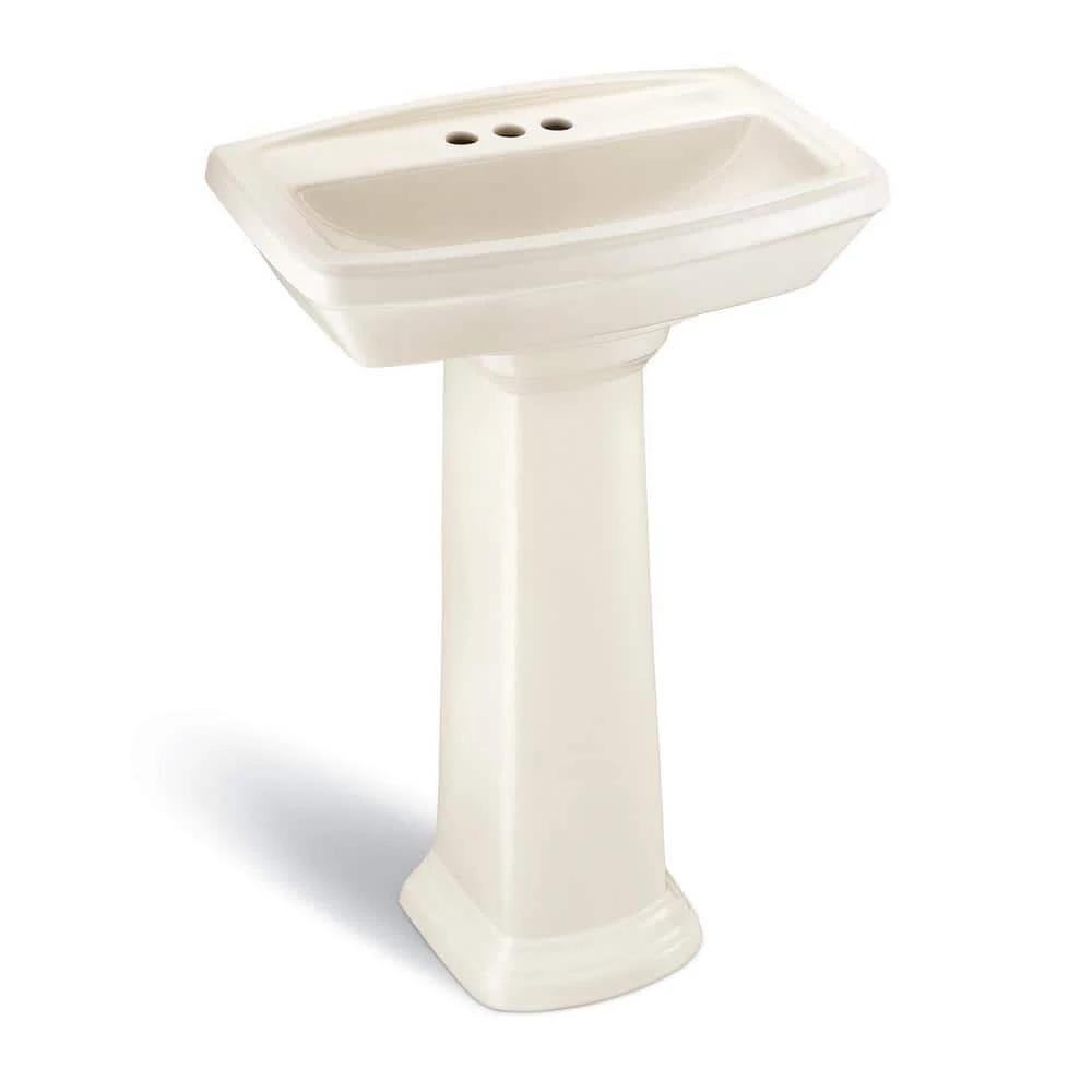 Glacier Bay Designer Series 24 in. Pedestal Sink Basin with 4 in. Faucet Center in Bone 3 Glacier Bay Designer Series 24 in. Pedestal Sink Basin with 4 in. Faucet Center in Bone