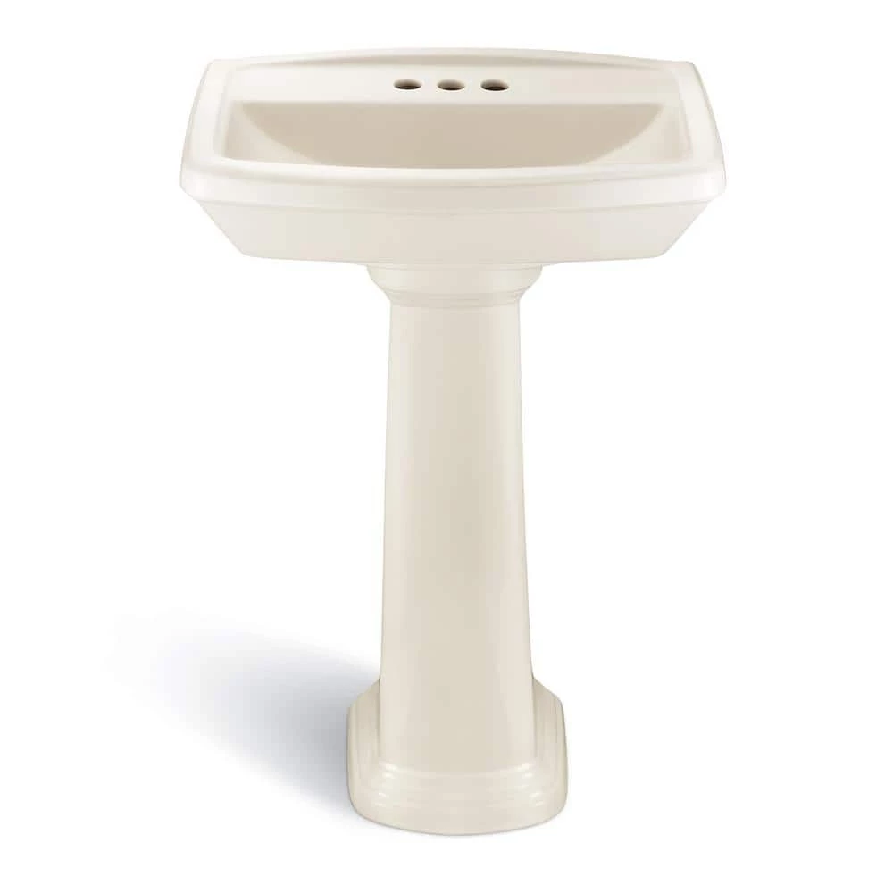 Glacier Bay Designer Series 24 in. Pedestal Sink Basin with 4 in. Faucet Center in Bone 4 Glacier Bay Designer Series 24 in. Pedestal Sink Basin with 4 in. Faucet Center in Bone - Image 2