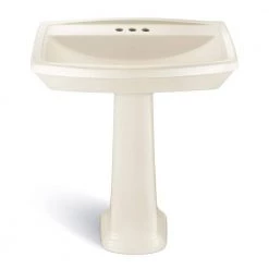 Glacier Bay Designer Series 30 in. Pedestal Sink Basin with 4 in. Faucet Center in Bone -Bathroom Sinks Sales bone glacier bay pedestal sinks n2490l 30 4 bne c3 1000