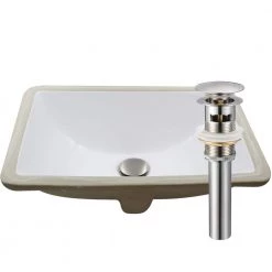 Novatto 18.25 in. Rectangular Undermount Porcelain Bathroom Sink in White with Overflow Drain in Brushed Nickel