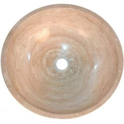 Novatto Stone Vessel Sink in Beige Travertine with Umbrella Drain in Brushed Nickel -Bathroom Sinks Sales brushed nickel novatto vessel sinks nosv btbn 4f 1000