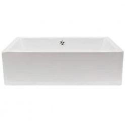 Novatto Rectangular Porcelain Vessel Sink in White with Overflow Drain in Brushed Nickel -Bathroom Sinks Sales brushed nickel novatto vessel sinks np 018131bn 4f 1000