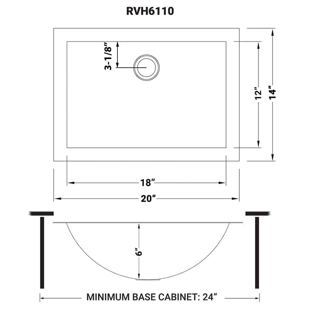 Ruvati 18 in. x 12 in. Brushed Stainless Steel Undermount Rectangular Bathroom Sink 6 Ruvati 18 in. x 12 in. Brushed Stainless Steel Undermount Rectangular Bathroom Sink - Image 4