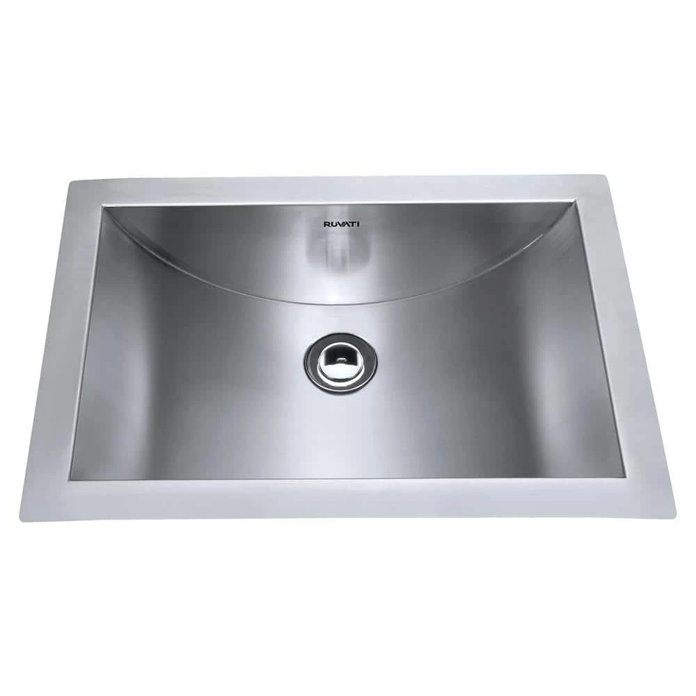 Ruvati 18 in. x 12 in. Brushed Stainless Steel Undermount Rectangular Bathroom Sink 7 Ruvati 18 in. x 12 in. Brushed Stainless Steel Undermount Rectangular Bathroom Sink - Image 5
