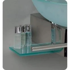 Fresca Cristallino Vessel Sink in Frosted Glass with Stand in Chrome -Bathroom Sinks Sales chrome fresca pedestal sinks fvn1012 44 1000