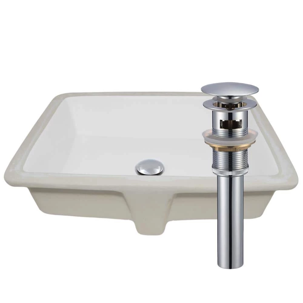 Novatto 20.5 in. Shallow Rectangular Undermount Porcelain Bathroom Sink in White with Overflow Drain in Chrome 2 Novatto 20.5 in. Shallow Rectangular Undermount Porcelain Bathroom Sink in White with Overflow Drain in Chrome