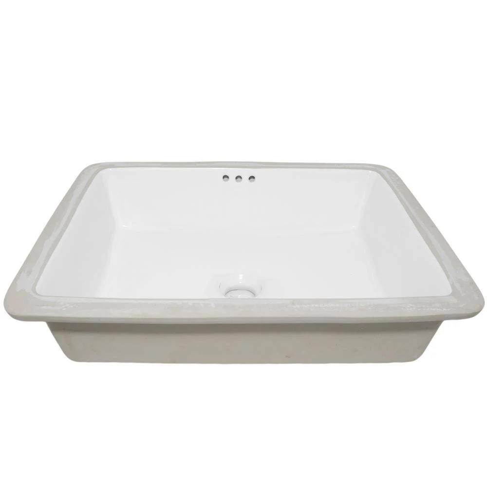 Novatto 20.5 in. Shallow Rectangular Undermount Porcelain Bathroom Sink in White with Overflow Drain in Chrome 3 Novatto 20.5 in. Shallow Rectangular Undermount Porcelain Bathroom Sink in White with Overflow Drain in Chrome - Image 2