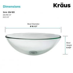 KRAUS Glass Vessel Sink in Clear -Bathroom Sinks Sales clear kraus vessel sinks gv 101 77 1000