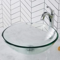 KRAUS Glass Vessel Sink in Clear -Bathroom Sinks Sales clear kraus vessel sinks gv 101 a0 1000