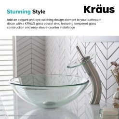 KRAUS Glass Vessel Sink in Clear -Bathroom Sinks Sales clear kraus vessel sinks gv 101 c3 1000