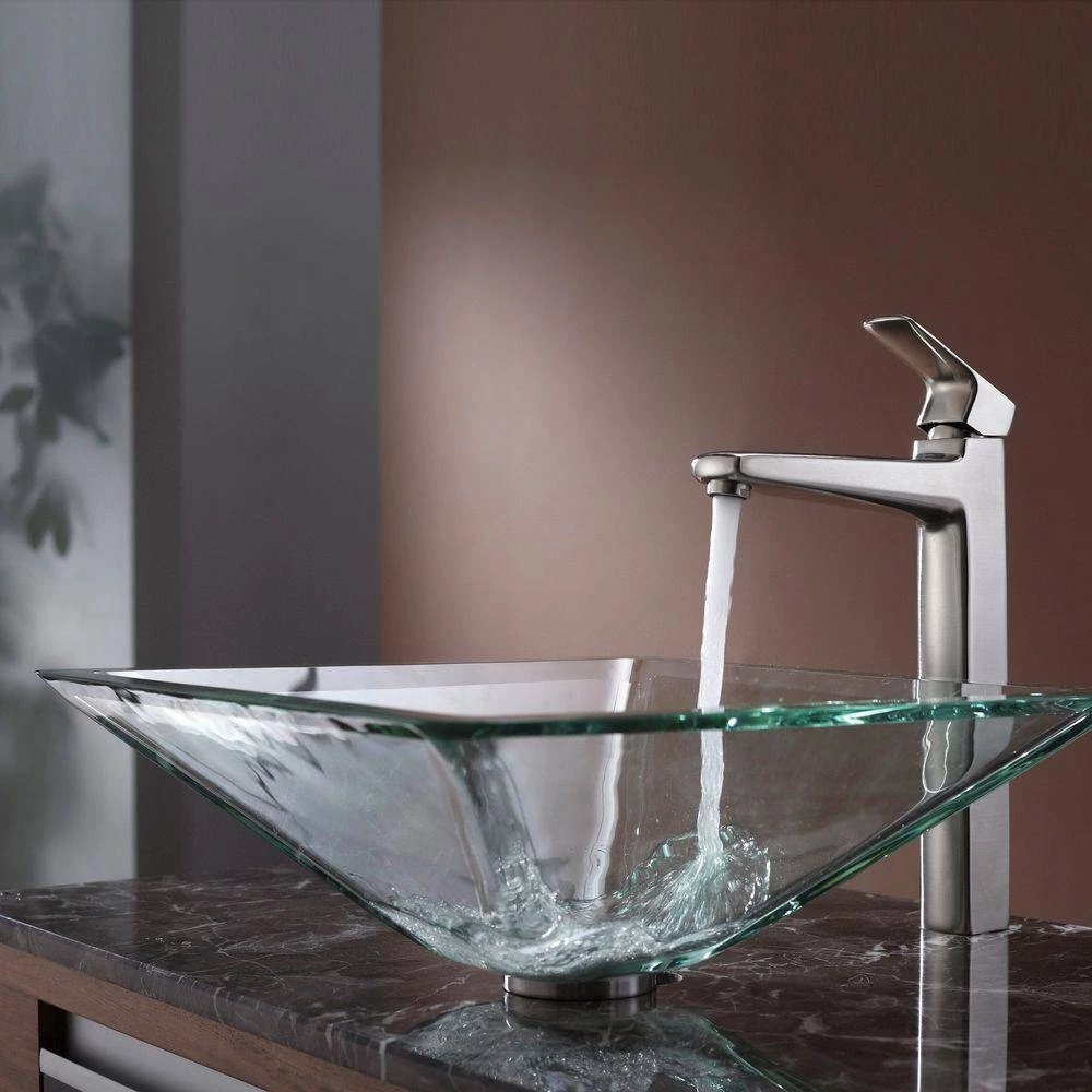 KRAUS Square Glass Vessel Sink in Clear 5 KRAUS Square Glass Vessel Sink in Clear - Image 3