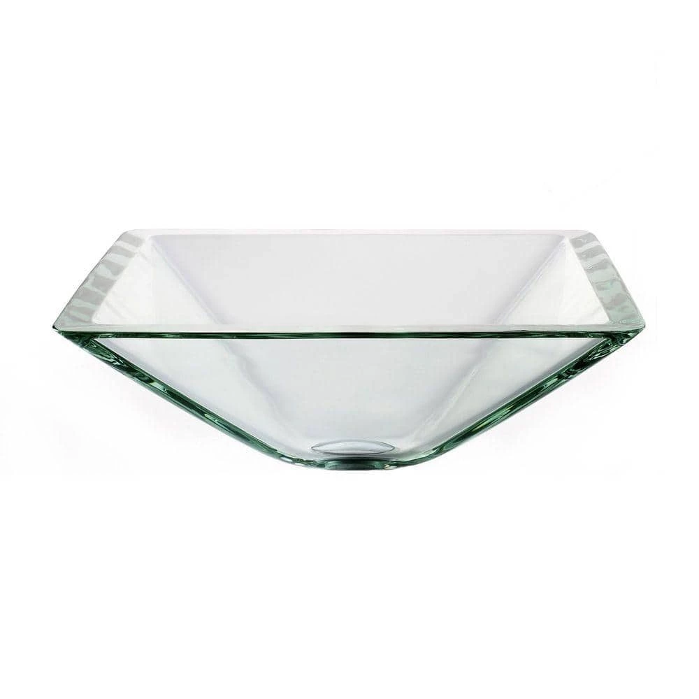 KRAUS Square Glass Vessel Sink in Clear 3 KRAUS Square Glass Vessel Sink in Clear