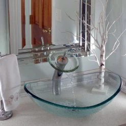 Novatto Chiaro Oval Slipper Glass Vessel Sink in Clear -Bathroom Sinks Sales clear novatto vessel sinks tis 324c 31 1000