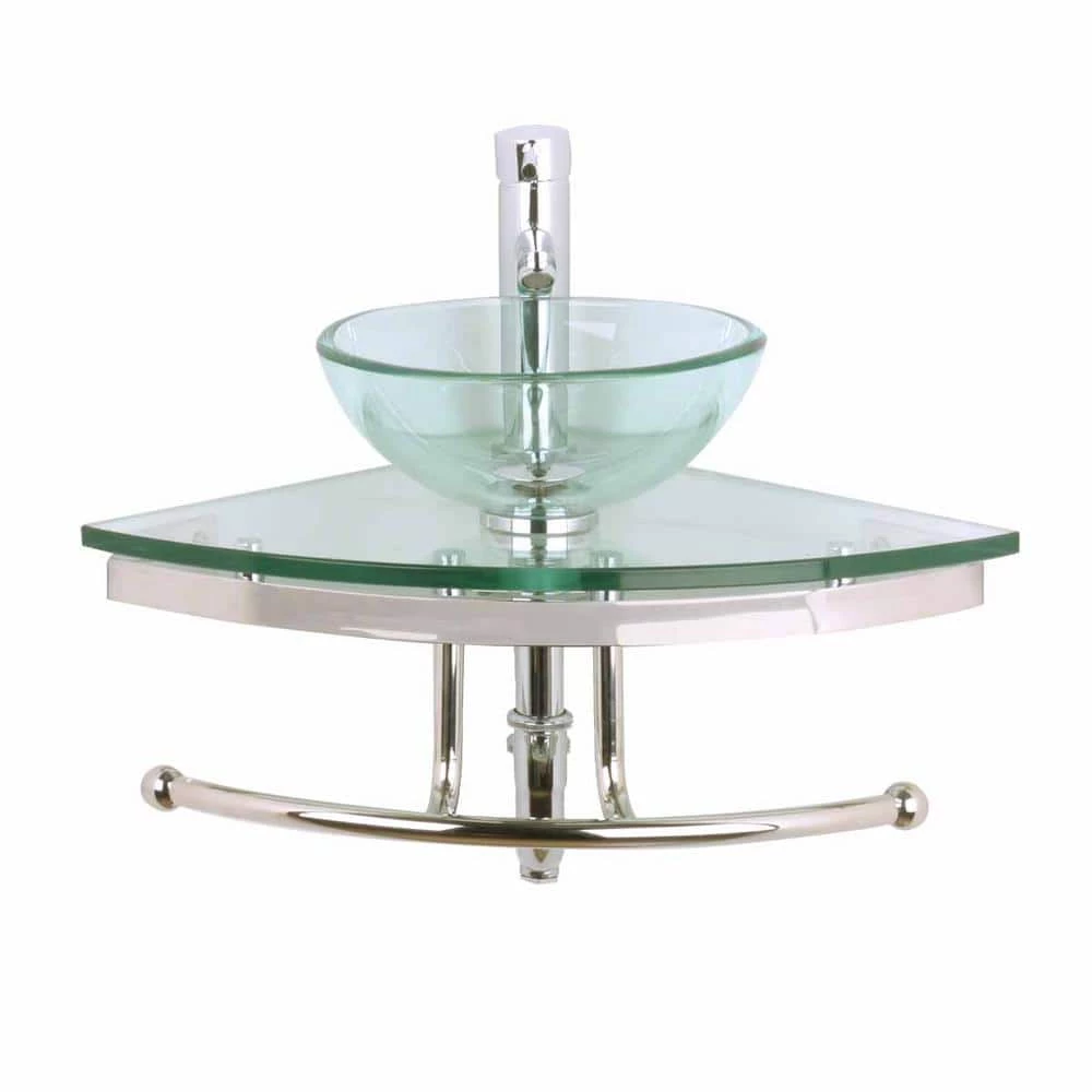 RENOVATORS SUPPLY MANUFACTURING Talula 25 in. Corner Glass Wall Mounted Bathroom Sink Combo with Towel Bar Faucet and Drain 3 RENOVATORS SUPPLY MANUFACTURING Talula 25 in. Corner Glass Wall Mounted Bathroom Sink Combo with Towel Bar Faucet and Drain