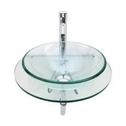 RENOVATORS SUPPLY MANUFACTURING Corona 27-7/8 in. Glass Wall Mounted Bathroom Sink Combo with Faucet and Drain -Bathroom Sinks Sales clear wall mount sinks 10918 1f 1000