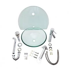 RENOVATORS SUPPLY MANUFACTURING Corona 27-7/8 in. Glass Wall Mounted Bathroom Sink Combo with Faucet and Drain -Bathroom Sinks Sales clear wall mount sinks 10918 4f 1000