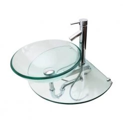 RENOVATORS SUPPLY MANUFACTURING Corona 27-7/8 in. Glass Wall Mounted Bathroom Sink Combo with Faucet and Drain -Bathroom Sinks Sales clear wall mount sinks 10918 fa 1000