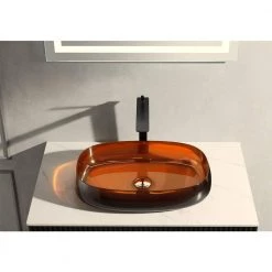 Unbranded Modern 5.00 in. Sink Basin in Transparent Crystal Coffee