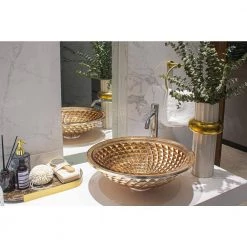 Taholi 17.59 in. x 5.35 in. Round Vessel Bathroom Sink in Coffee -Bathroom Sinks Sales coffee taholi drop in bathroom sinks haca405 jm 31 1000