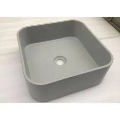 KANTE Modern Gray Concrete Square Bathroom Counter Vessel Sink -Bathroom Sinks Sales concrete gray kante vessel sinks ct370gy 1f 1000