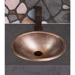 Monarch Abode 17 in. Hand Hammered Oval Drop-In Bathroom Sink in Pure Copper 13 Monarch Abode 17 in. Hand Hammered Oval Drop-In Bathroom Sink in Pure Copper -Bathroom Sinks Sales copper monarch abode drop in bathroom sinks 17003 4f 1000