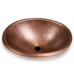Monarch Abode 17 in. Hand Hammered Oval Drop-In Bathroom Sink in Pure Copper
