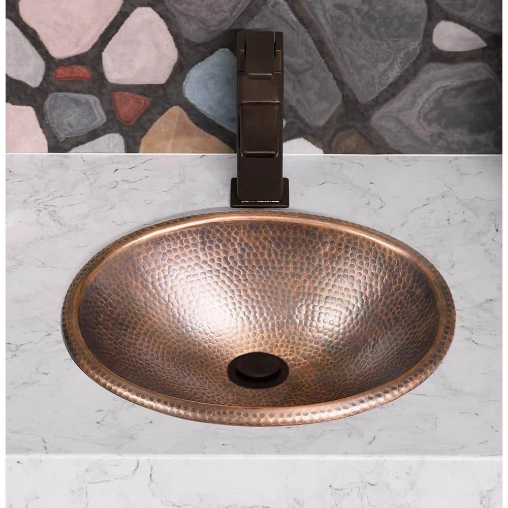 Monarch Abode 17 in. Hand Hammered Oval Drop-In Bathroom Sink in Pure Copper 4 Monarch Abode 17 in. Hand Hammered Oval Drop-In Bathroom Sink in Pure Copper - Image 2