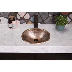 Monarch Abode 17 in. Hand Hammered Oval Drop-In Bathroom Sink in Pure Copper 16 Monarch Abode 17 in. Hand Hammered Oval Drop-In Bathroom Sink in Pure Copper -Bathroom Sinks Sales copper monarch abode drop in bathroom sinks 17003 fa 1000