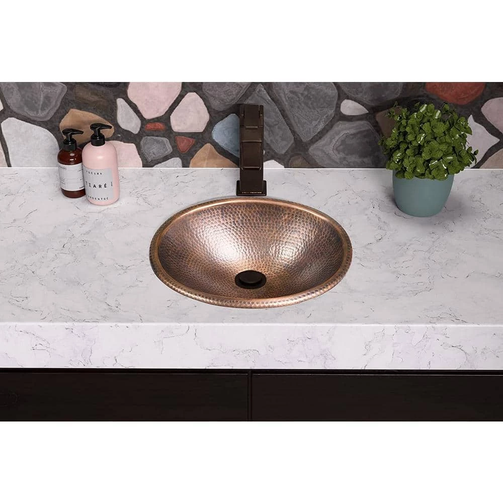 Monarch Abode 17 in. Hand Hammered Oval Drop-In Bathroom Sink in Pure Copper 9 Monarch Abode 17 in. Hand Hammered Oval Drop-In Bathroom Sink in Pure Copper - Image 7