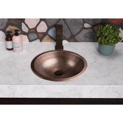 Monarch Abode 16 in. Hand Hammered Rotunda Dual Mount Bathroom Sink in Pure Copper 12 Monarch Abode 16 in. Hand Hammered Rotunda Dual Mount Bathroom Sink in Pure Copper -Bathroom Sinks Sales copper monarch abode drop in bathroom sinks 17094 44 1000