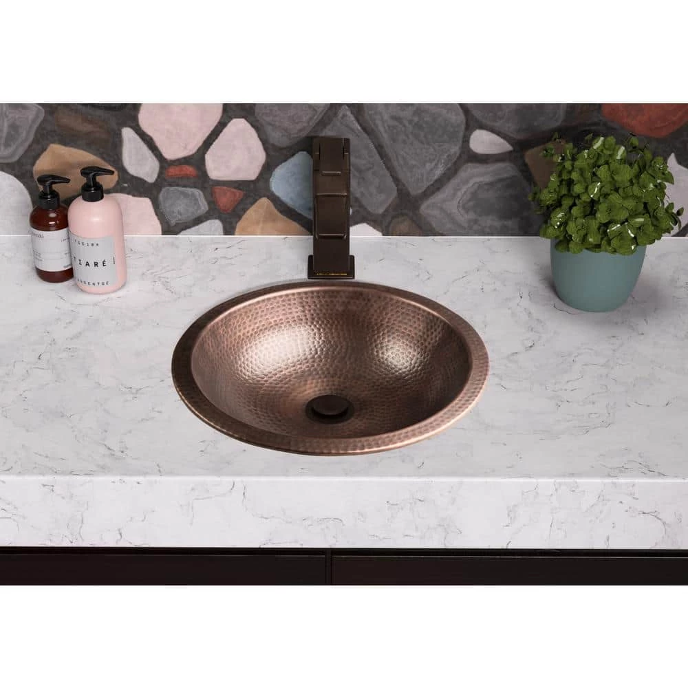 Monarch Abode 16 in. Hand Hammered Rotunda Dual Mount Bathroom Sink in Pure Copper 7 Monarch Abode 16 in. Hand Hammered Rotunda Dual Mount Bathroom Sink in Pure Copper - Image 5