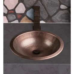Monarch Abode 16 in. Hand Hammered Rotunda Dual Mount Bathroom Sink in Pure Copper 11 Monarch Abode 16 in. Hand Hammered Rotunda Dual Mount Bathroom Sink in Pure Copper -Bathroom Sinks Sales copper monarch abode drop in bathroom sinks 17094 4f 1000