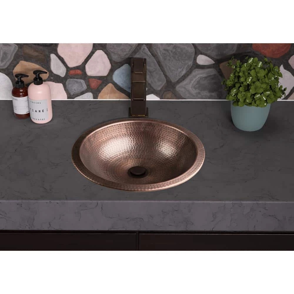 Monarch Abode 16 in. Hand Hammered Rotunda Dual Mount Bathroom Sink in Pure Copper 8 Monarch Abode 16 in. Hand Hammered Rotunda Dual Mount Bathroom Sink in Pure Copper - Image 6