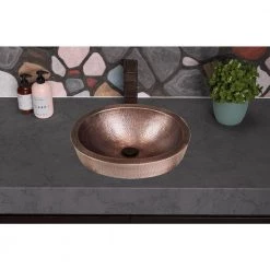 Monarch Abode 17 in. Hand Hammered Skirted Vessel Bathroom Sink in Pure Copper -Bathroom Sinks Sales copper monarch abode vessel sinks 17004 44 1000