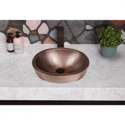 Monarch Abode 17 in. Hand Hammered Skirted Vessel Bathroom Sink in Pure Copper -Bathroom Sinks Sales copper monarch abode vessel sinks 17004 fa 1000