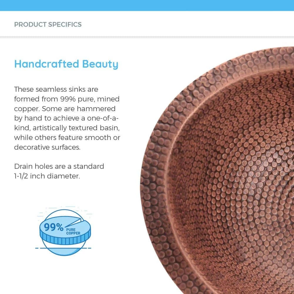 MR Direct Dual-Mount Bathroom Sink in Copper 6 MR Direct Dual-Mount Bathroom Sink in Copper - Image 4