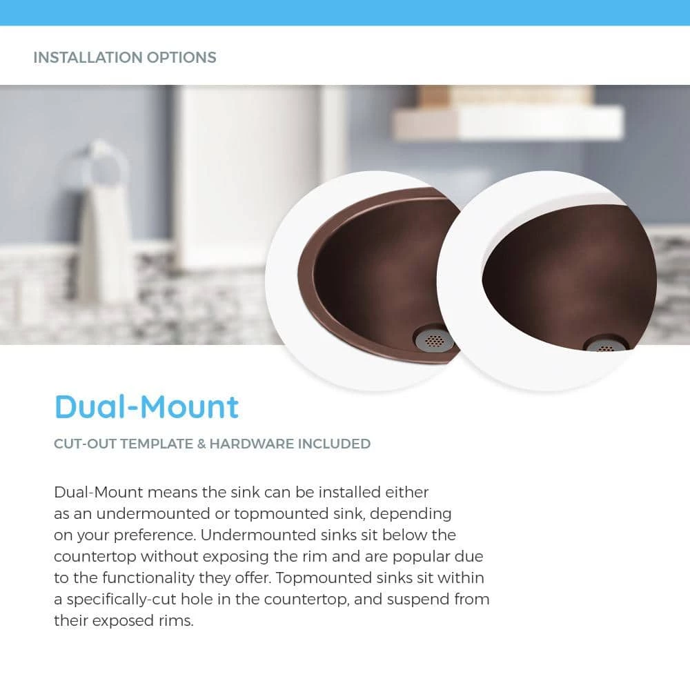 MR Direct Dual-Mount Bathroom Sink in Copper 8 MR Direct Dual-Mount Bathroom Sink in Copper - Image 6