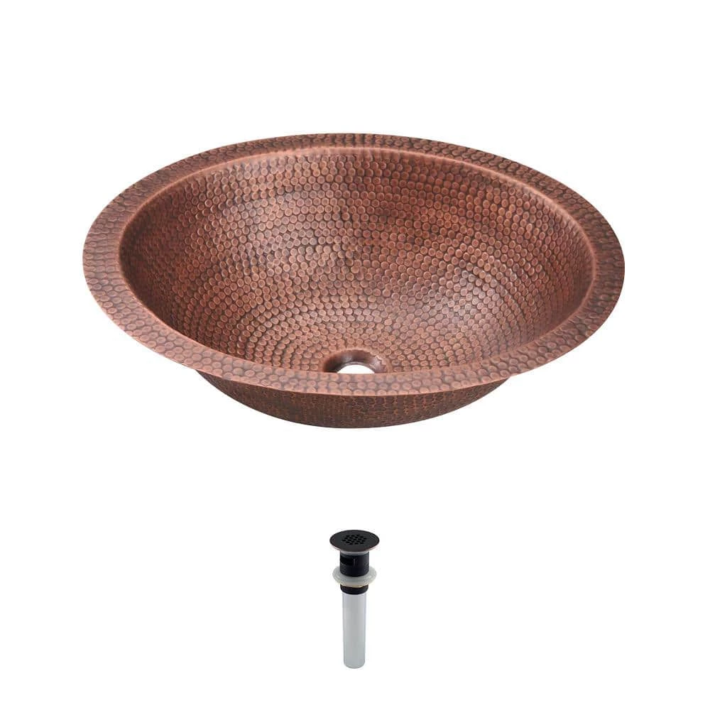 MR Direct Dual-Mount Bathroom Sink in Copper with Grid Drain in Antique Bronze 3 MR Direct Dual-Mount Bathroom Sink in Copper with Grid Drain in Antique Bronze
