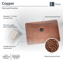 Rene Under-Mount Bathroom Sink in Copper with Grid Drain in Antique Bronze -Bathroom Sinks Sales copper rene undermount bathroom sinks r4 1006 gd abr a0 1000