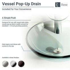 Rene Glass Vessel Sink in Crystal with R9-7007 Faucet and Pop-Up Drain in Brushed Nickel -Bathroom Sinks Sales crystal rene vessel sinks r5 5024 r9 7007 bn 77 1000
