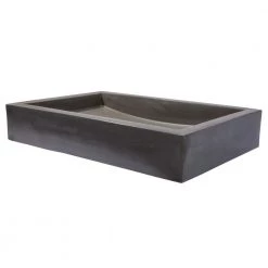 Eden Bath 22 in. Shallow Wave Concrete Rectangular Vessel Sink in Dark Gray -Bathroom Sinks Sales dark gray eden bath vessel sinks eb n008dg 44 1000