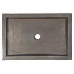 Eden Bath 22 in. Shallow Wave Concrete Rectangular Vessel Sink in Dark Gray -Bathroom Sinks Sales dark gray eden bath vessel sinks eb n008dg 4f 1000