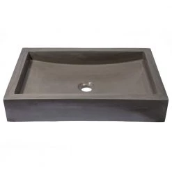 Eden Bath 22 in. Shallow Wave Concrete Rectangular Vessel Sink in Dark Gray