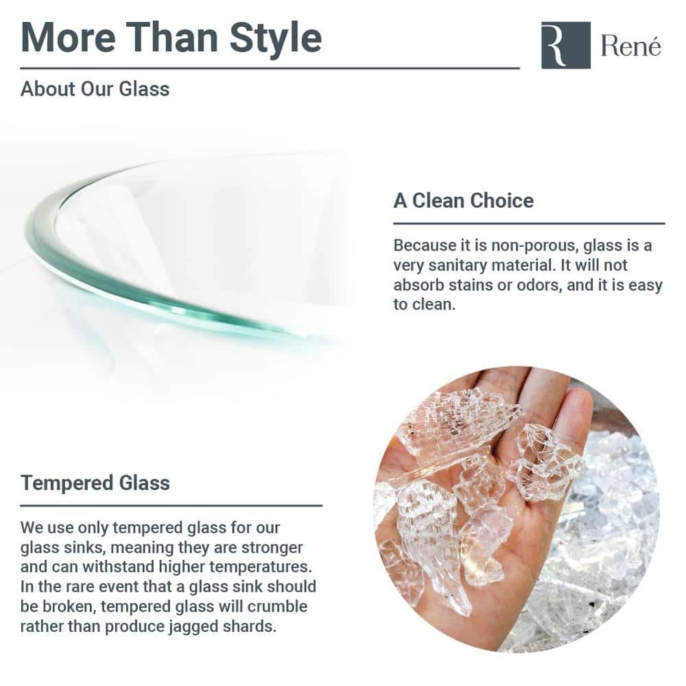 Rene Glass Vessel Sink in Frosted with R9-7001 Faucet and Pop-Up Drain in Brushed Nickel 7 Rene Glass Vessel Sink in Frosted with R9-7001 Faucet and Pop-Up Drain in Brushed Nickel - Image 5