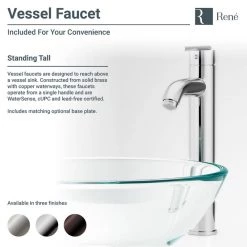 Rene Glass Vessel Sink in Frosted with R9-7001 Faucet and Pop-Up Drain in Brushed Nickel 17 Rene Glass Vessel Sink in Frosted with R9-7001 Faucet and Pop-Up Drain in Brushed Nickel -Bathroom Sinks Sales frosted rene vessel sinks r5 5002 r9 7001 bn 66 1000
