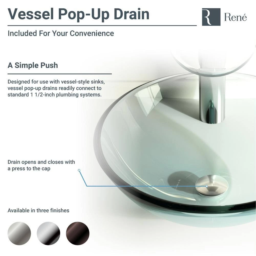 Rene Glass Vessel Sink in Frosted with R9-7001 Faucet and Pop-Up Drain in Brushed Nickel 9 Rene Glass Vessel Sink in Frosted with R9-7001 Faucet and Pop-Up Drain in Brushed Nickel - Image 7